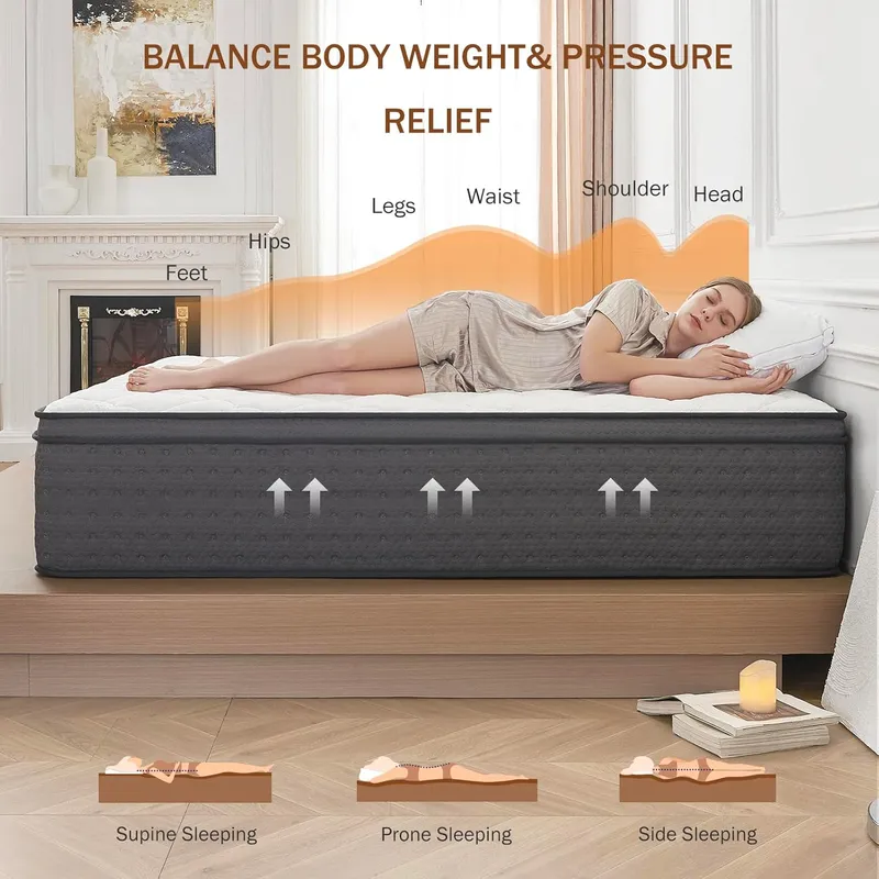 Queblox 12 Inch Queen Size Hybrid Mattresses in a Box